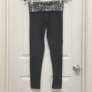 NWT Victorias Secret PINK Yoga Foldover Leggings Polka Dot Y2K Black Silver XS‎